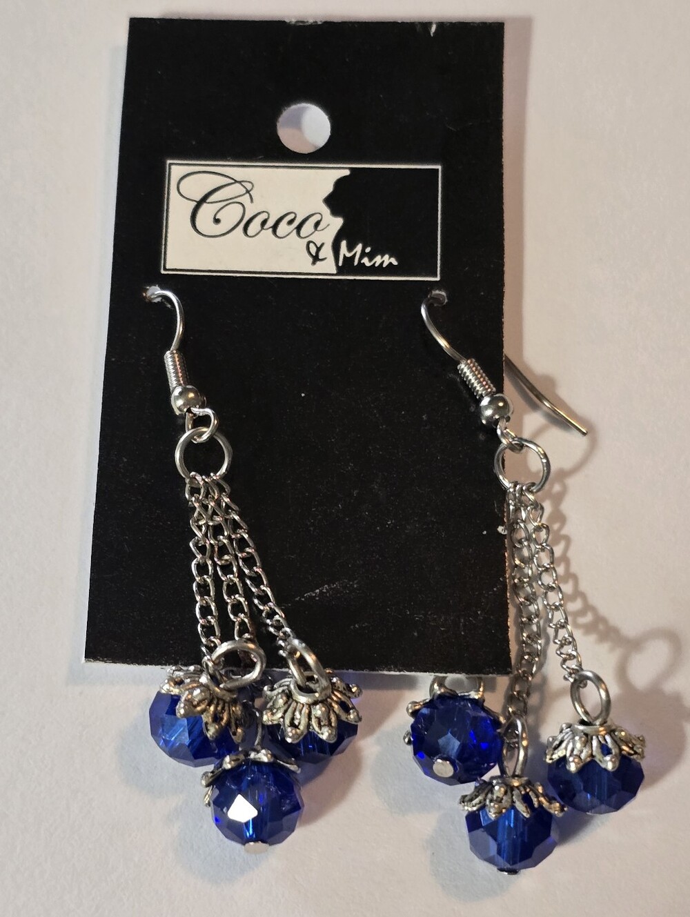 Cobalt Blue Crystal Blueberry Drop Dangle Earrings
